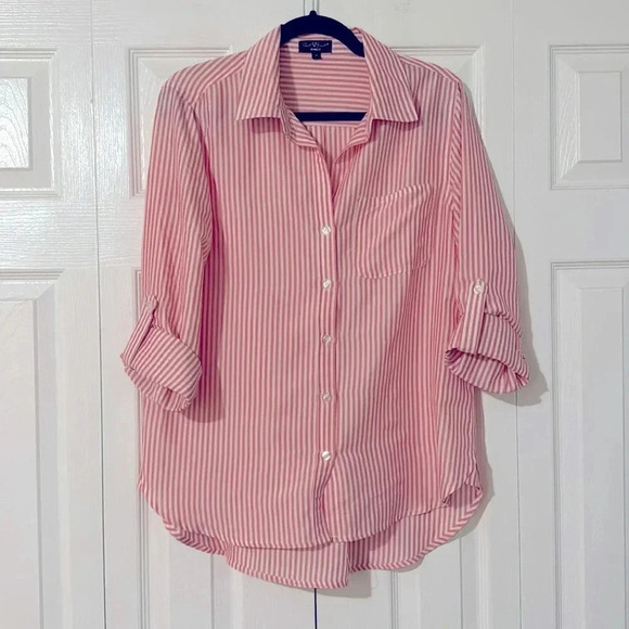 Velvet Heart Tops - Velvet Heart | Pink and White striped | Elisa button down | size M